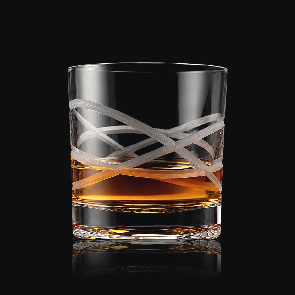 SHTOX Crosswind Matte tumbler with whisky, on black