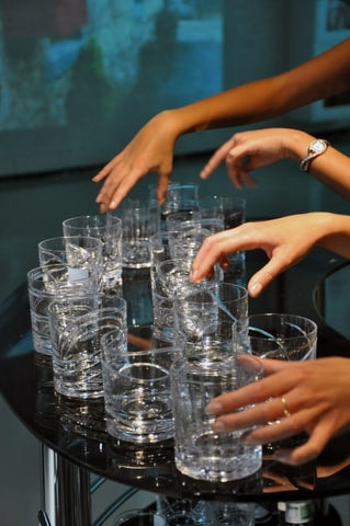 Guests spinning SHTOX rotating tumblers at the Whisky Live festival 2010